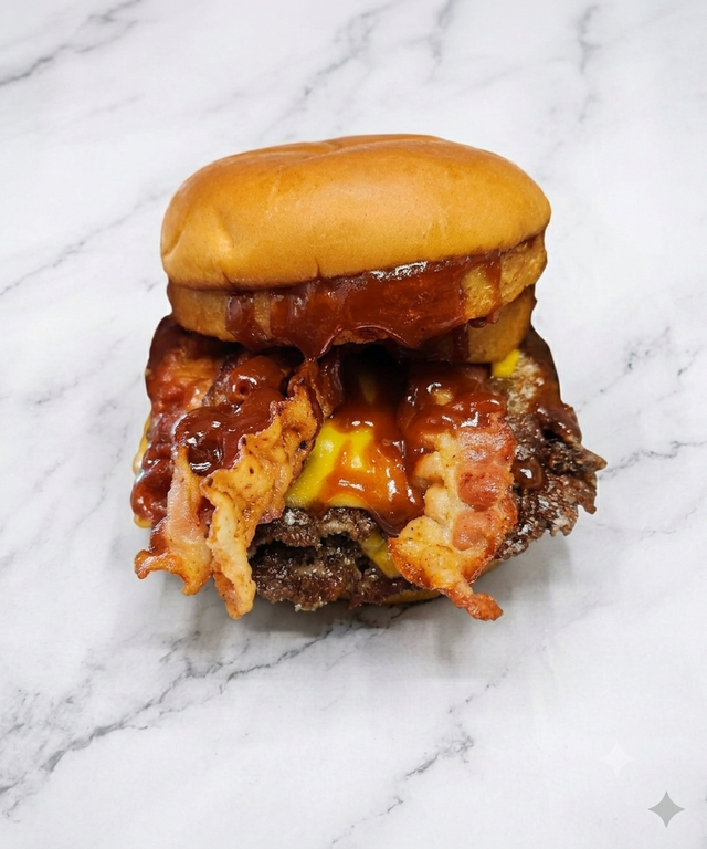 #5 DOUBLE BACON WESTERN SMASH WAGYU CHEESEBURGER COMBO.