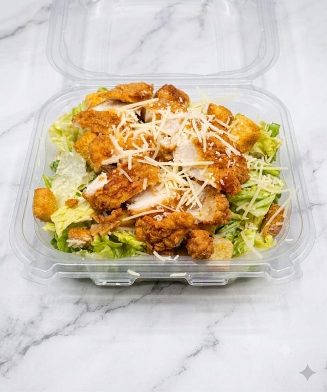 CHICKEN CAESAR SALAD.
