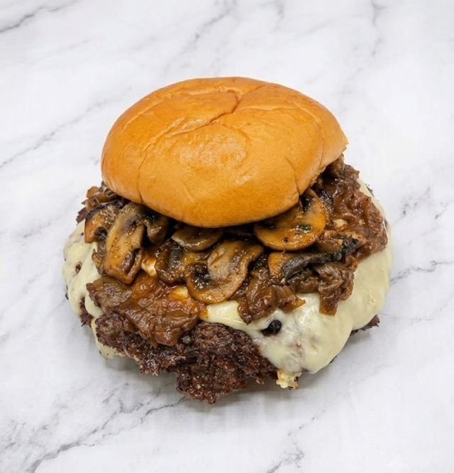 #6 DOUBLE MUSHROOM SWISS SMASH WAGYU CHEESEBURGER COMBO.