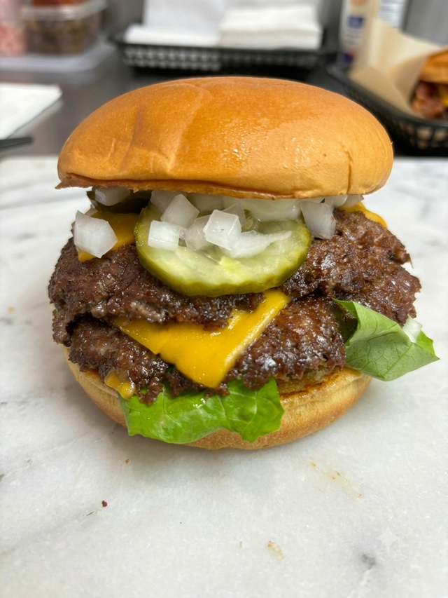 #7 DOUBLE DELUX SMASH WAGYU CHEESEBURGER COMBO.
